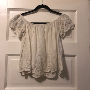 White off shoulder peasant top
